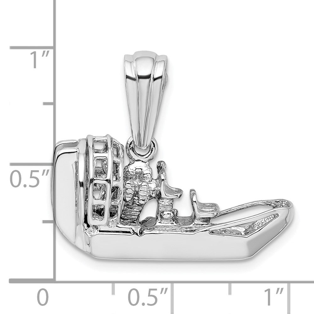 Sterling Silver De-Ani Rhodium-Plated Polished 3D Air Boat Pendant