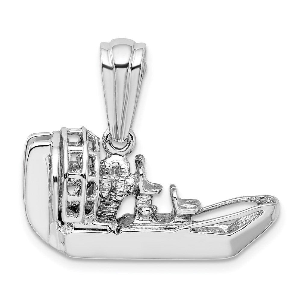 Sterling Silver De-Ani Rhodium-Plated Polished 3D Air Boat Pendant