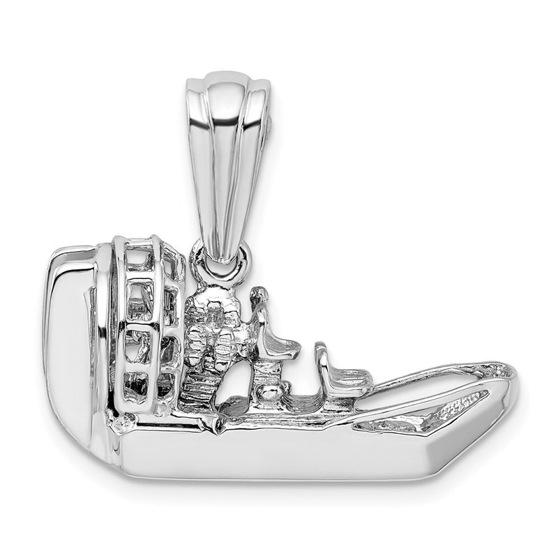Sterling Silver De-Ani Rhodium-Plated Polished 3D Air Boat Pendant