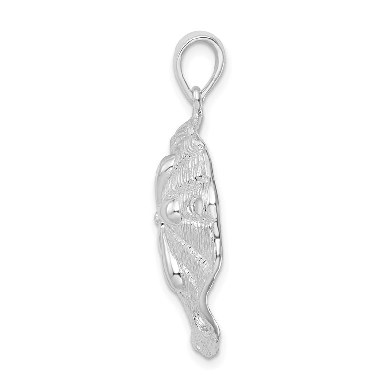 Sterling Silver De-Ani Rhodium-Plated Polished And Textured Sand Dollar Pendant