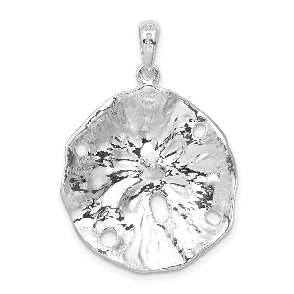 Sterling Silver De-Ani Rhodium-Plated Polished And Textured Sand Dollar Pendant