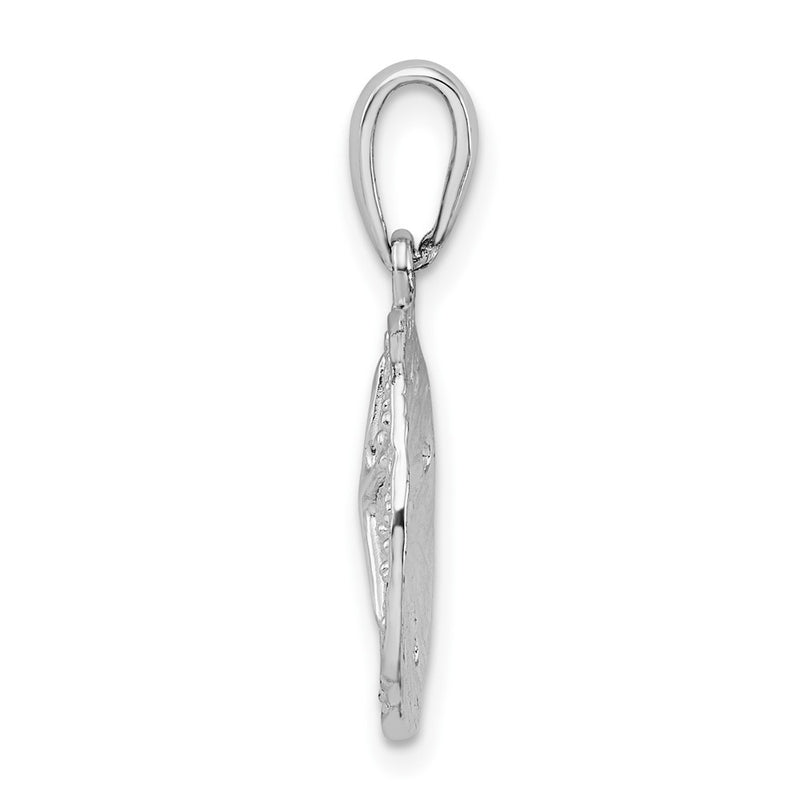 Sterling Silver De-Ani Rhodium-Plated Polished And Textured Small Sand Dollar Pendant