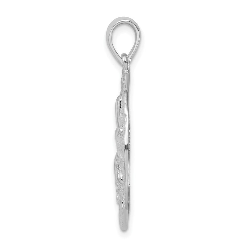 Sterling Silver De-Ani Rhodium-Plated Polished And Textured Sand Dollar Pendant