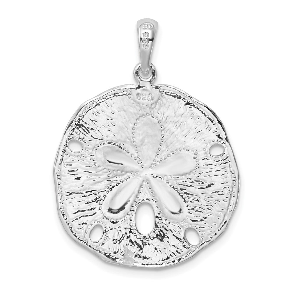 Sterling Silver De-Ani Rhodium-Plated Polished And Textured Sand Dollar Pendant