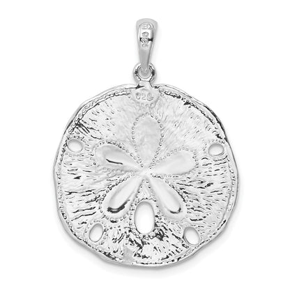 Sterling Silver De-Ani Rhodium-Plated Polished And Textured Sand Dollar Pendant
