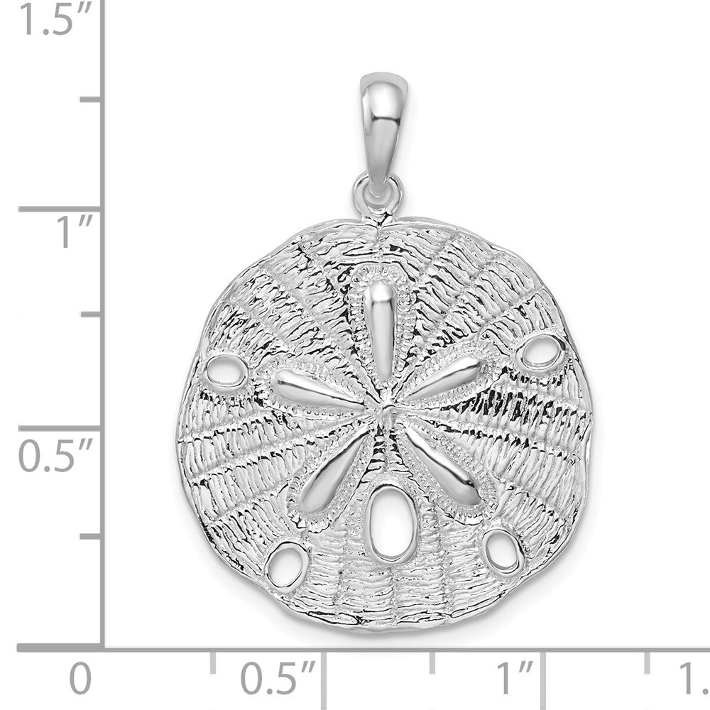Sterling Silver De-Ani Rhodium-Plated Polished And Textured Sand Dollar Pendant