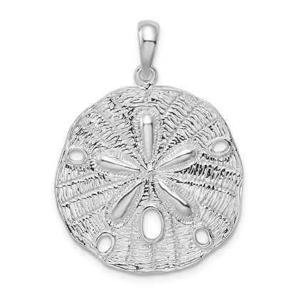Sterling Silver De-Ani Rhodium-Plated Polished And Textured Sand Dollar Pendant