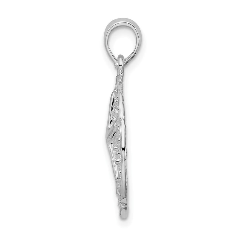 Sterling Silver De-Ani Rhodium-Plated Polished And Textured Sand Dollar Pendant