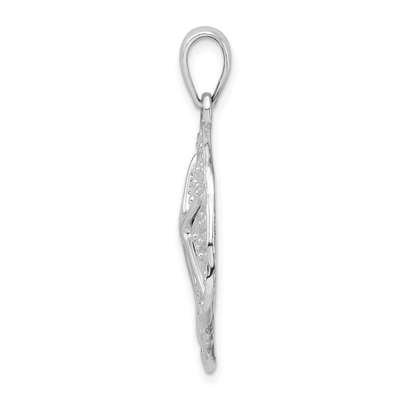 Sterling Silver De-Ani Rhodium-Plated Polished And Textured Sand Dollar Pendant