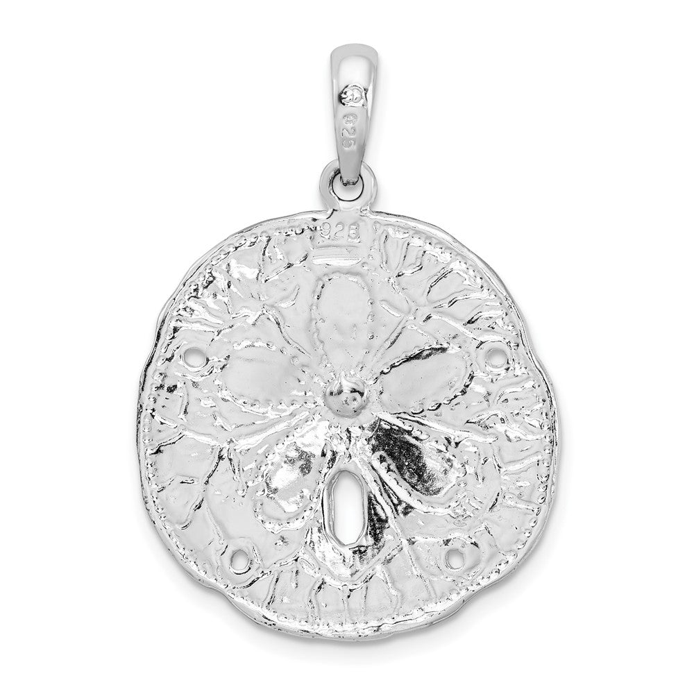 Sterling Silver De-Ani Rhodium-Plated Polished And Textured Sand Dollar Pendant