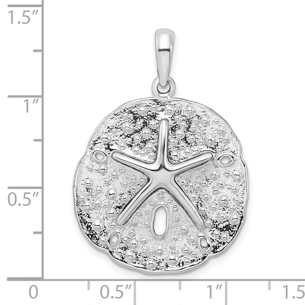 Sterling Silver De-Ani Rhodium-Plated Polished And Textured Sand Dollar Pendant