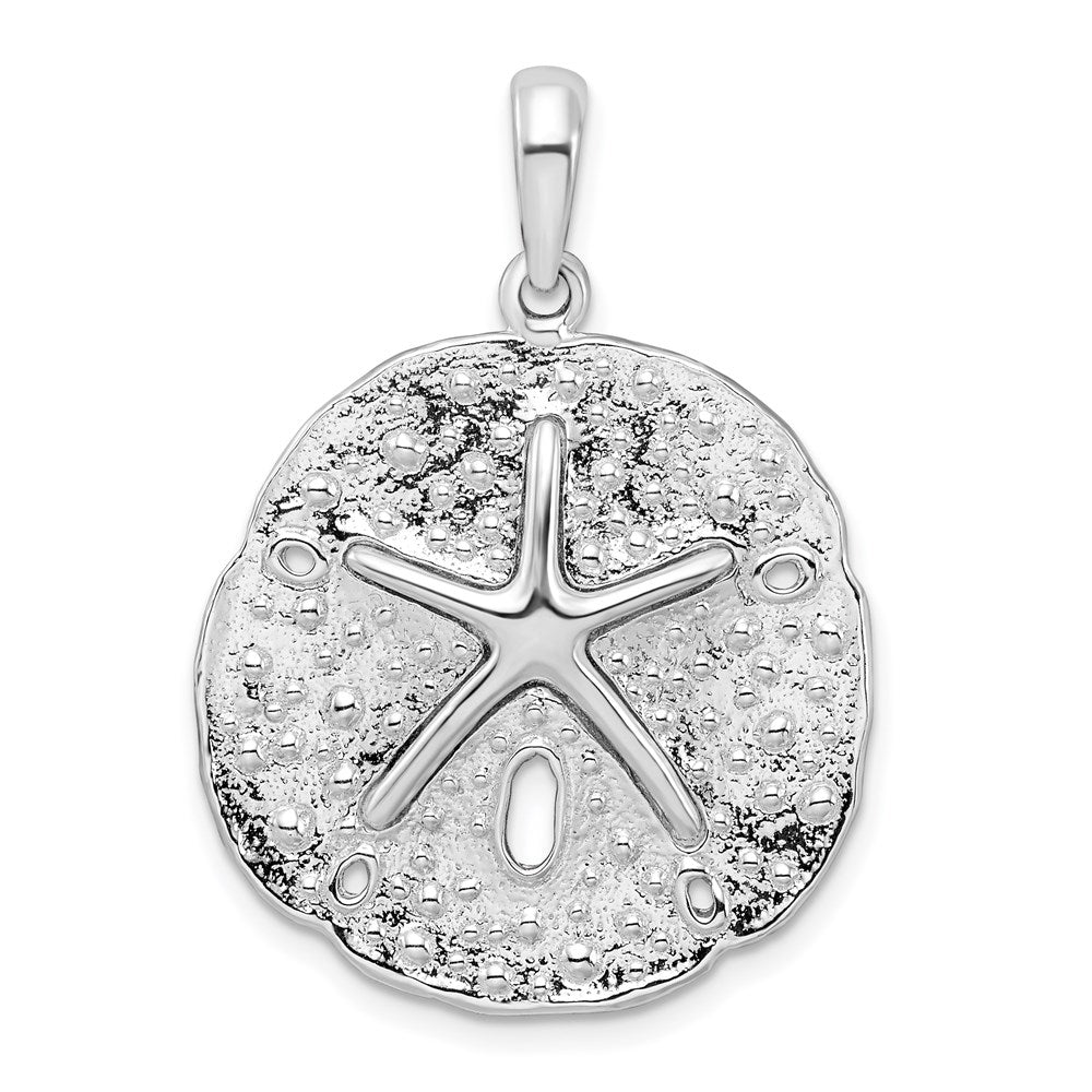 Sterling Silver De-Ani Rhodium-Plated Polished And Textured Sand Dollar Pendant