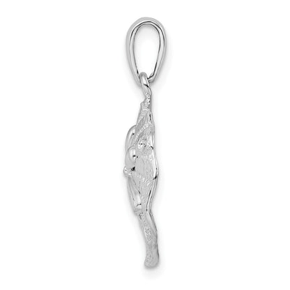 Sterling Silver De-Ani Rhodium-Plated Polished And Textured Sand Dollar Pendant