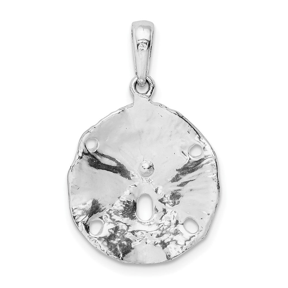 Sterling Silver De-Ani Rhodium-Plated Polished And Textured Sand Dollar Pendant
