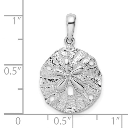 Sterling Silver De-Ani Rhodium-Plated Polished And Textured Sand Dollar Pendant