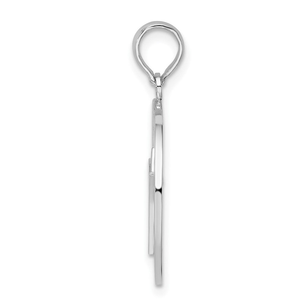Sterling Silver De-Ani Rhodium-Plated Polished Barbados With Trident Circle Pendant