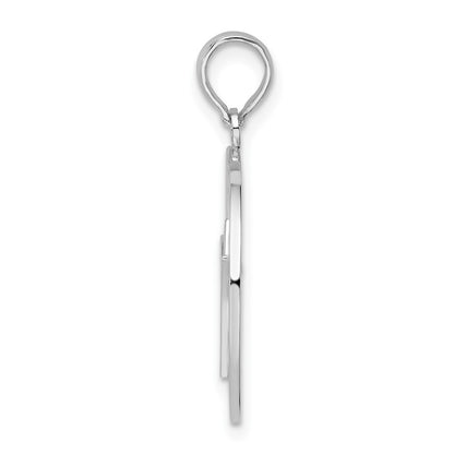 Sterling Silver De-Ani Rhodium-Plated Polished Barbados With Trident Circle Pendant