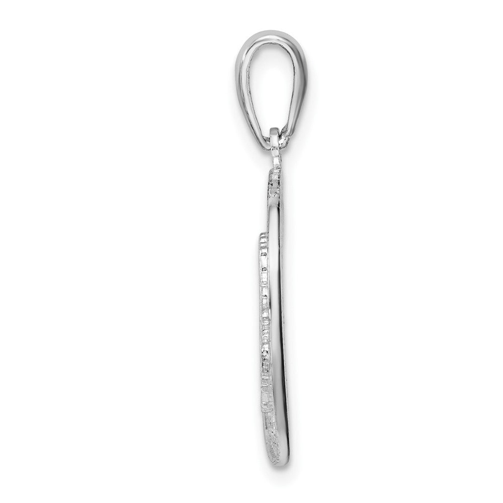 Sterling Silver De-Ani Rhodium-Plated Polished Barbados With Map Circle Pendant