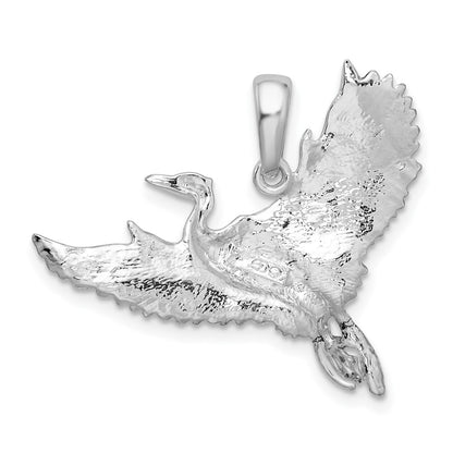 Sterling Silver De-Ani Rhodium-Plated Polished Egret Bird Pendant