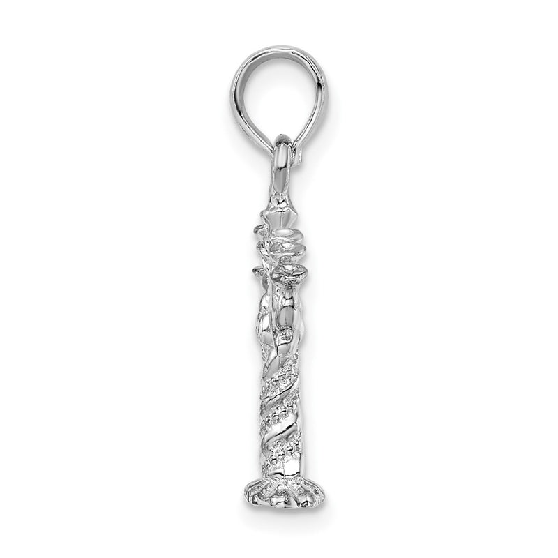 Sterling Silver De-Ani Rhodium-Plated Polished And Textured 3D Menorah Pendant