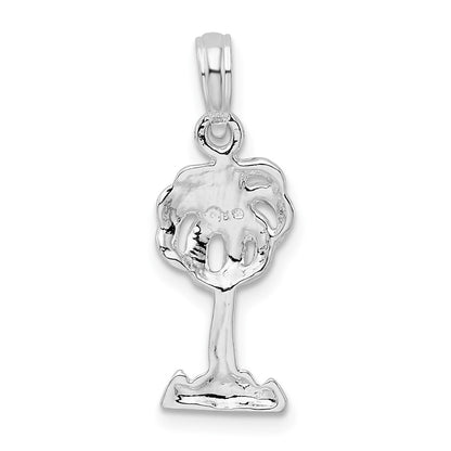 Sterling Silver De-Ani Rhodium-Plated Polished Palm Tree Pendant