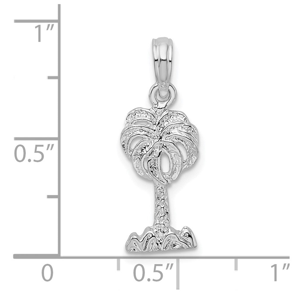 Sterling Silver De-Ani Rhodium-Plated Polished Palm Tree Pendant
