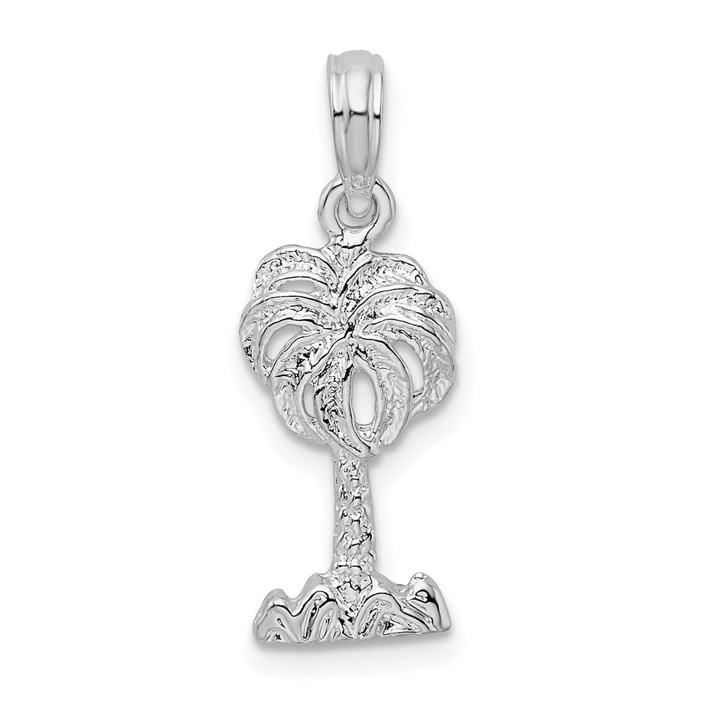Sterling Silver De-Ani Rhodium-Plated Polished Palm Tree Pendant