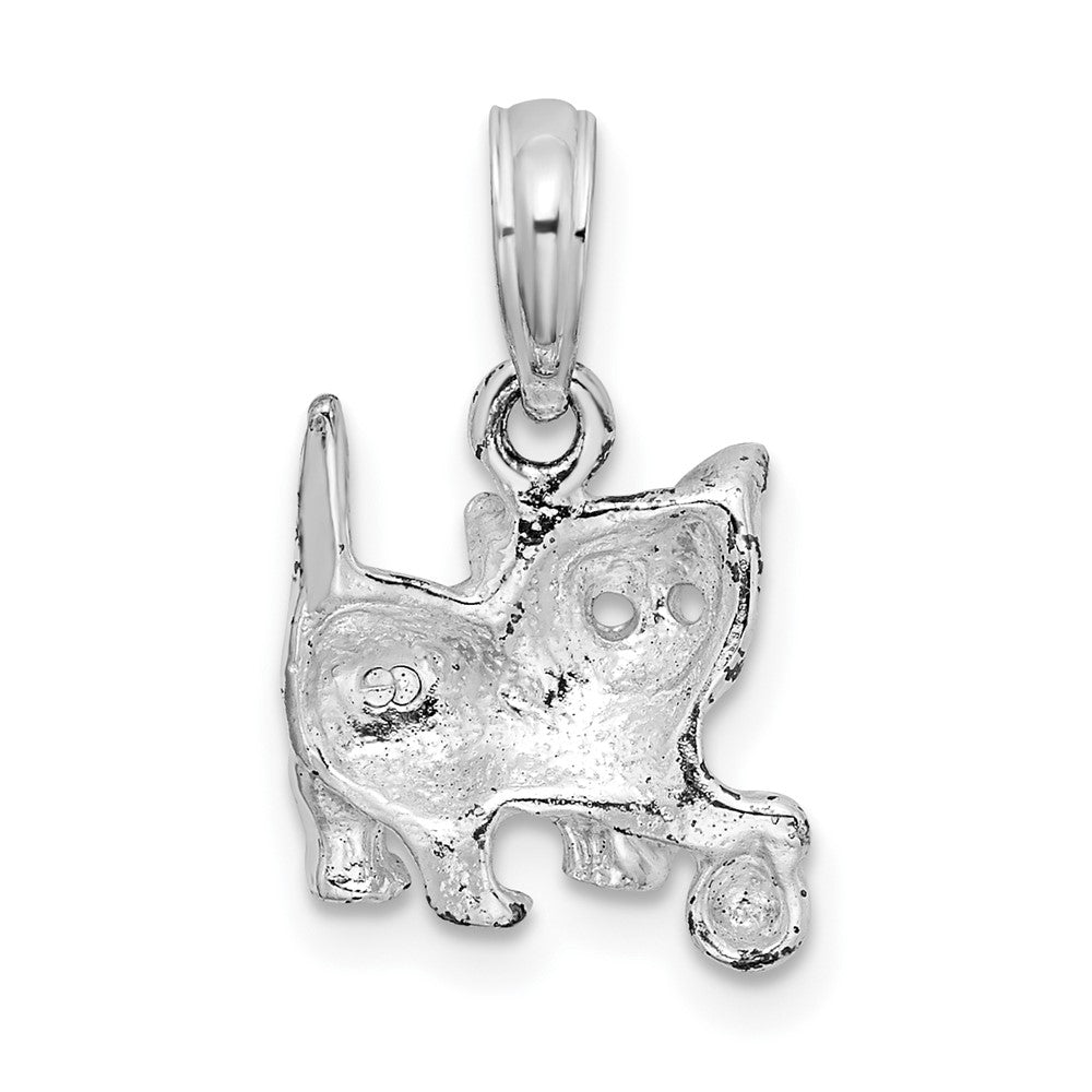 Sterling Silver De-Ani Rhodium-Plated Polished Cat With Ball Pendant