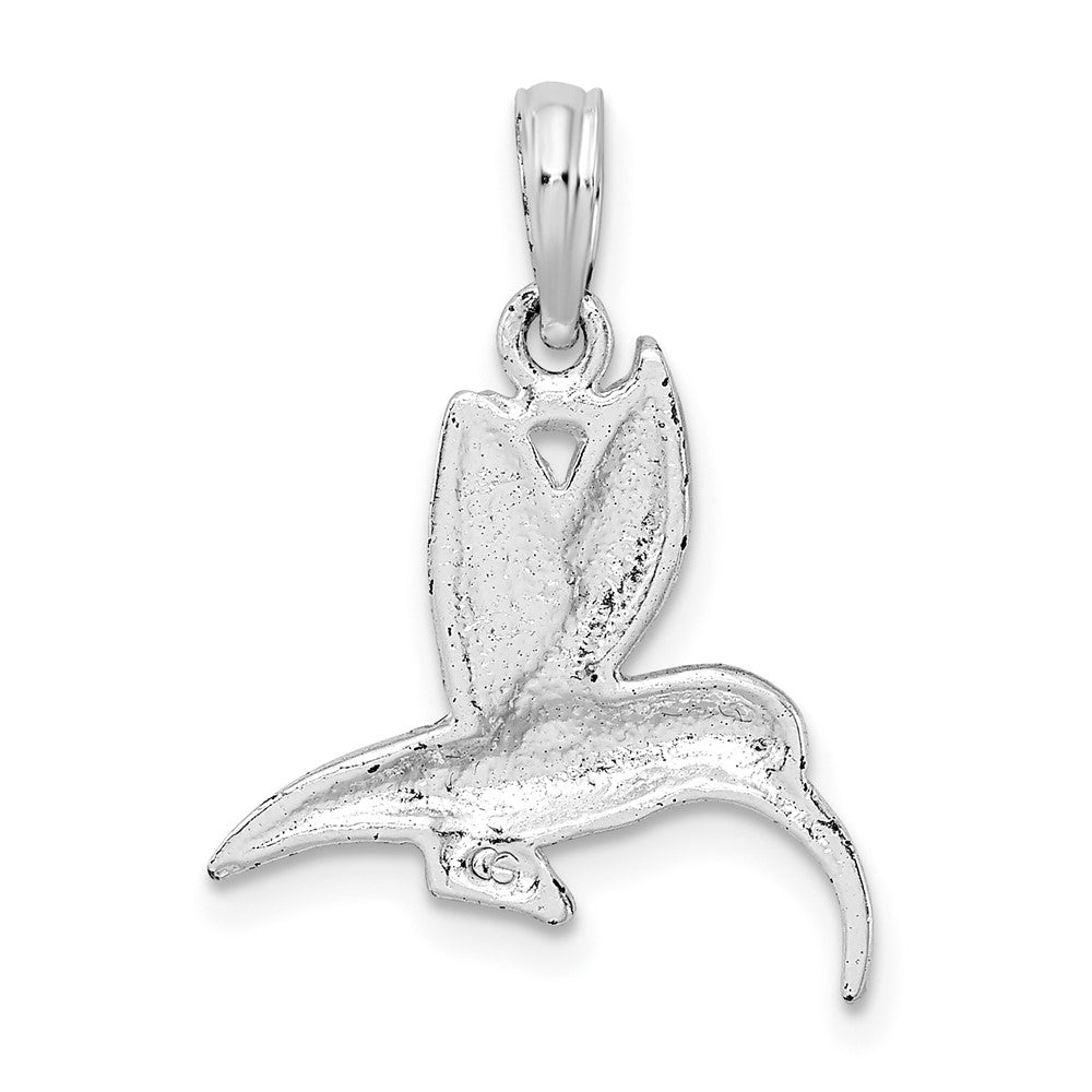 Sterling Silver De-Ani Rhodium-Plated Polished Hummingbird Pendant