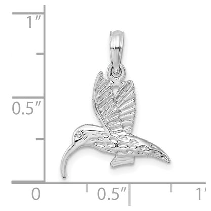 Sterling Silver De-Ani Rhodium-Plated Polished Hummingbird Pendant