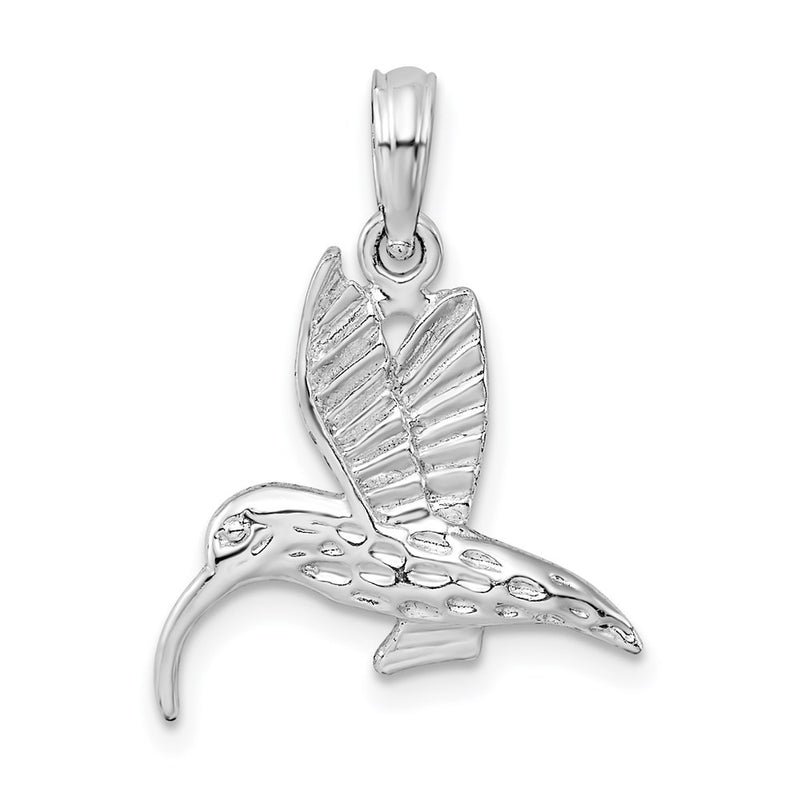 Sterling Silver De-Ani Rhodium-Plated Polished Hummingbird Pendant