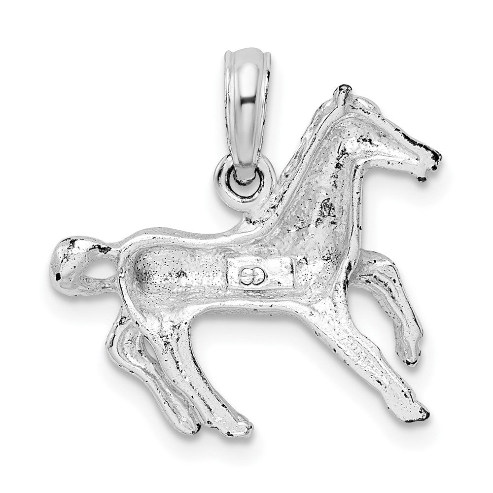 Sterling Silver De-Ani Rhodium-Plated Polished Galloping Horse Pendant