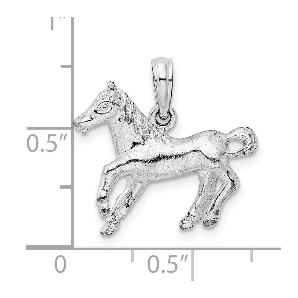 Sterling Silver De-Ani Rhodium-Plated Polished Galloping Horse Pendant