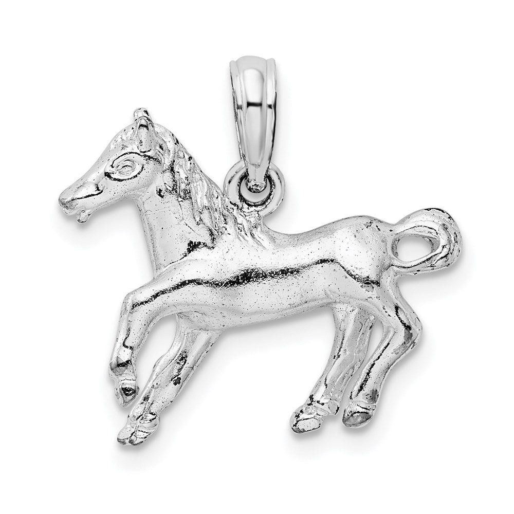 Sterling Silver De-Ani Rhodium-Plated Polished Galloping Horse Pendant