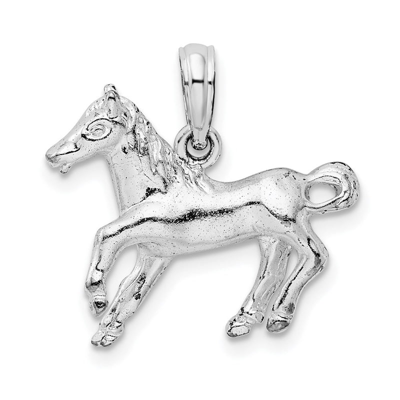 Sterling Silver De-Ani Rhodium-Plated Polished Galloping Horse Pendant