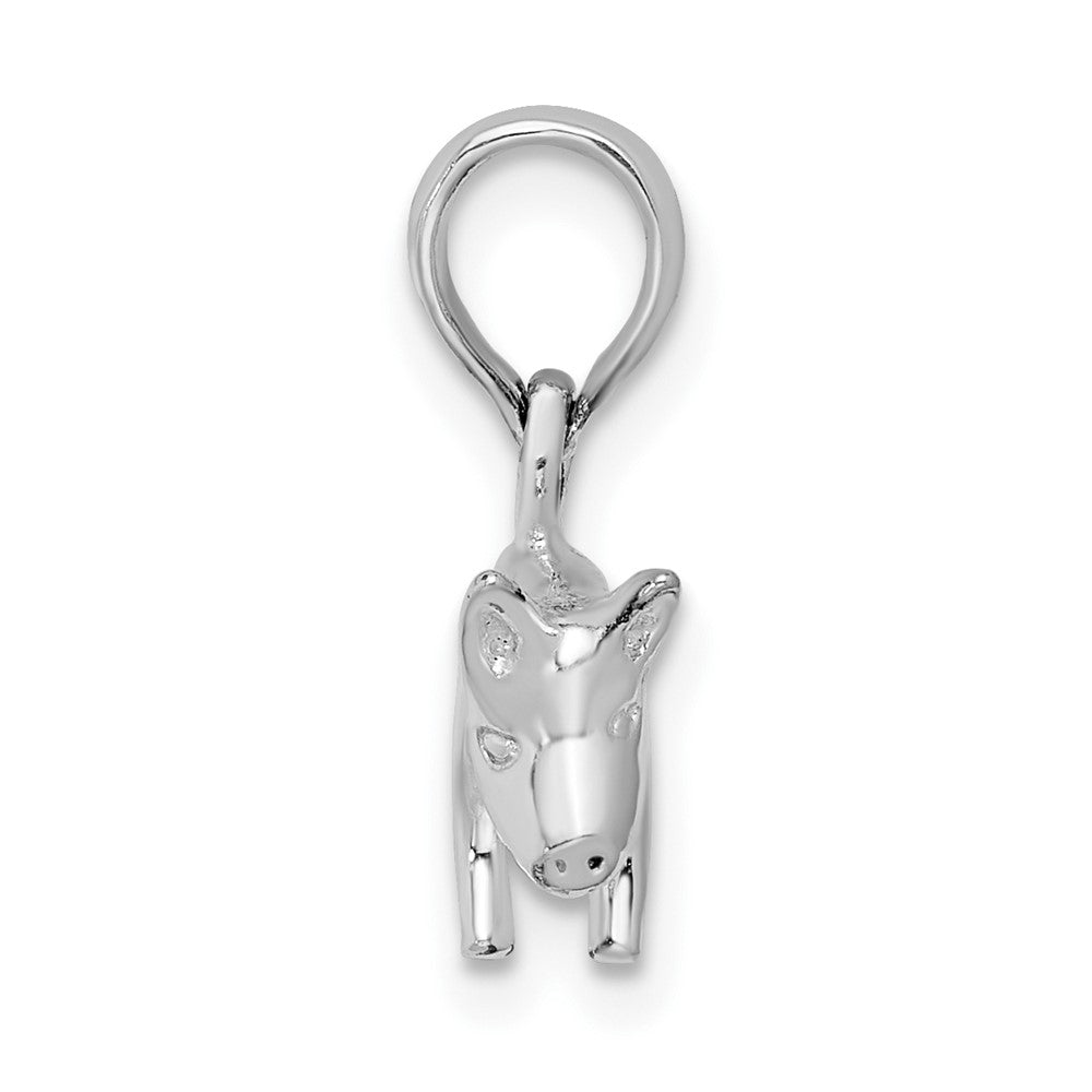 Sterling Silver De-Ani Rhodium-Plated Polished 3D Pig Pendant