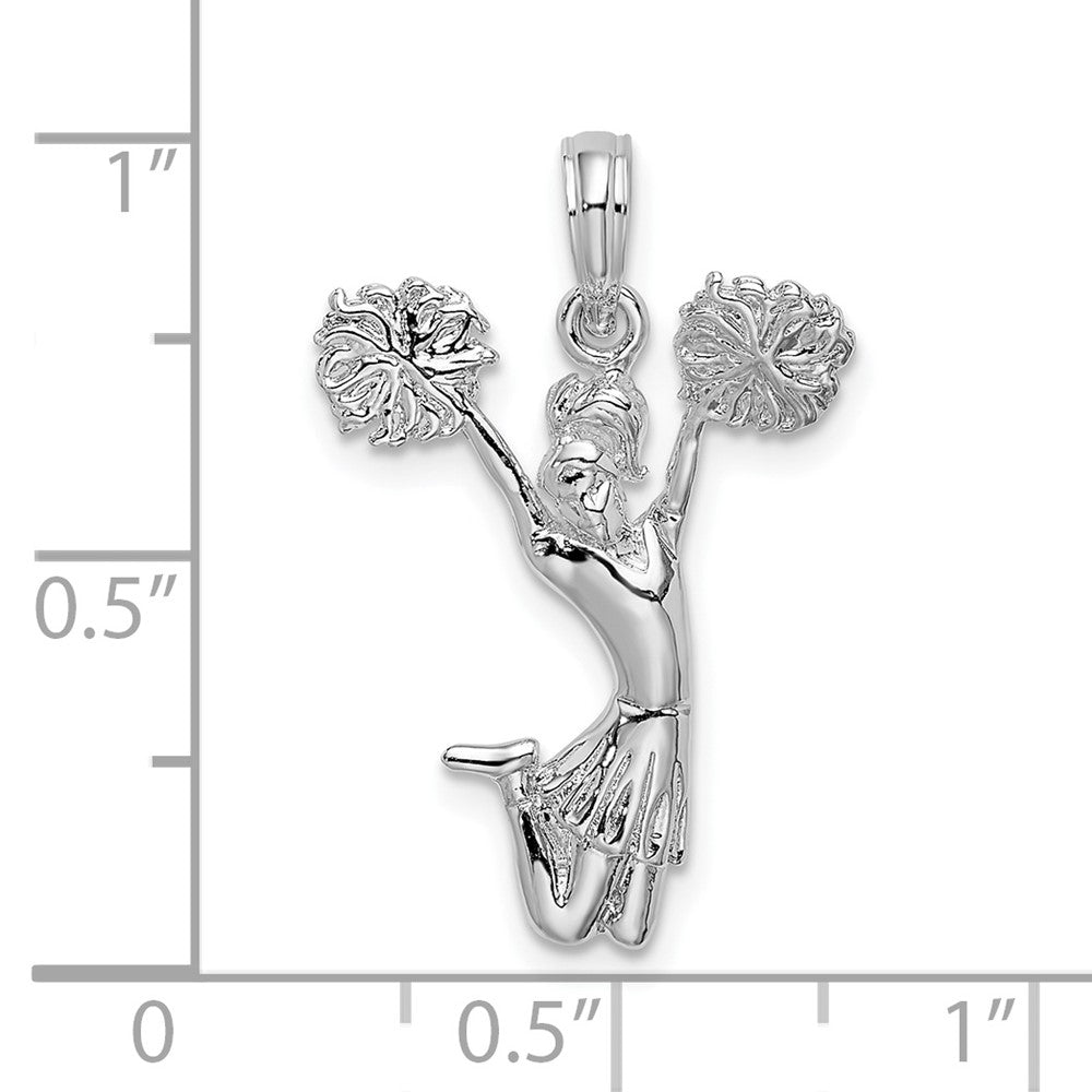 Sterling Silver De-Ani Rhodium-Plated Polished Cheer Leader Pendant