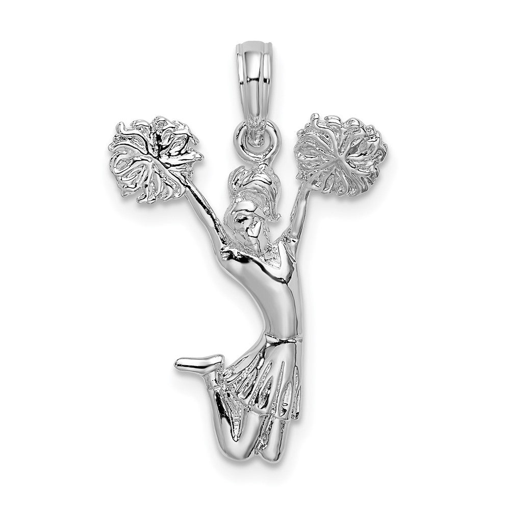 Sterling Silver De-Ani Rhodium-Plated Polished Cheer Leader Pendant