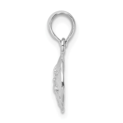 Sterling Silver De-Ani Rhodium-Plated Polished And Textured Small Sand Dollar Pendant
