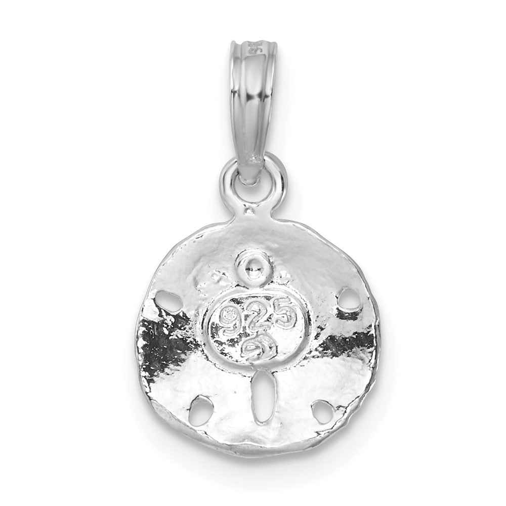 Sterling Silver De-Ani Rhodium-Plated Polished And Textured Small Sand Dollar Pendant