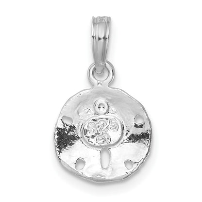 Sterling Silver De-Ani Rhodium-Plated Polished And Textured Small Sand Dollar Pendant