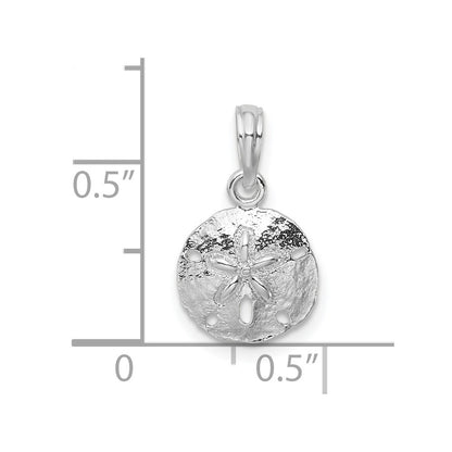 Sterling Silver De-Ani Rhodium-Plated Polished And Textured Small Sand Dollar Pendant