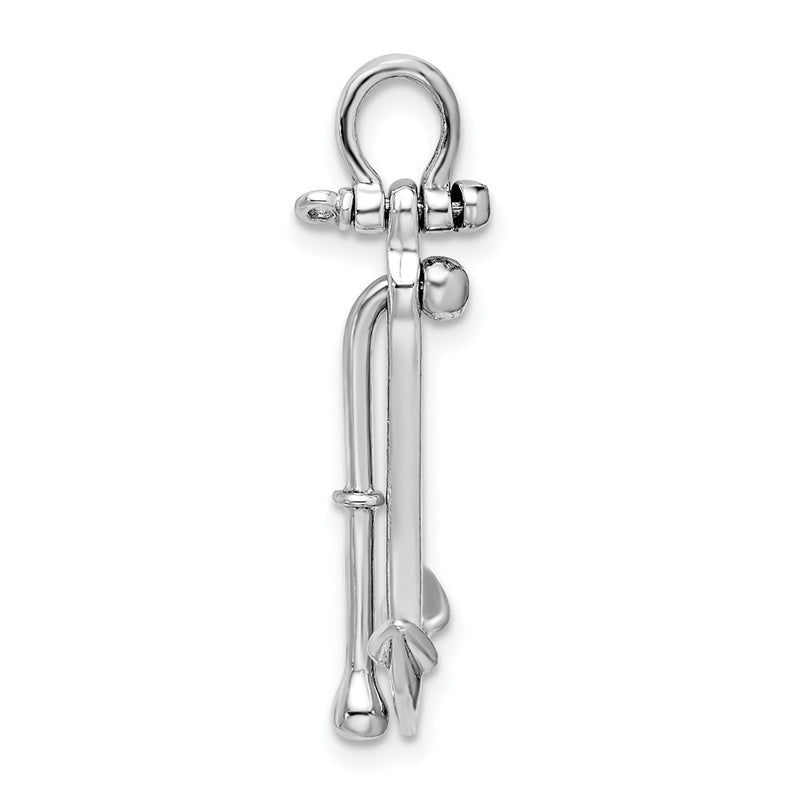 Sterling Silver De-Ani Rhodium-Plated Polished 3D 2-Piece Moveable Kedge Anchor
