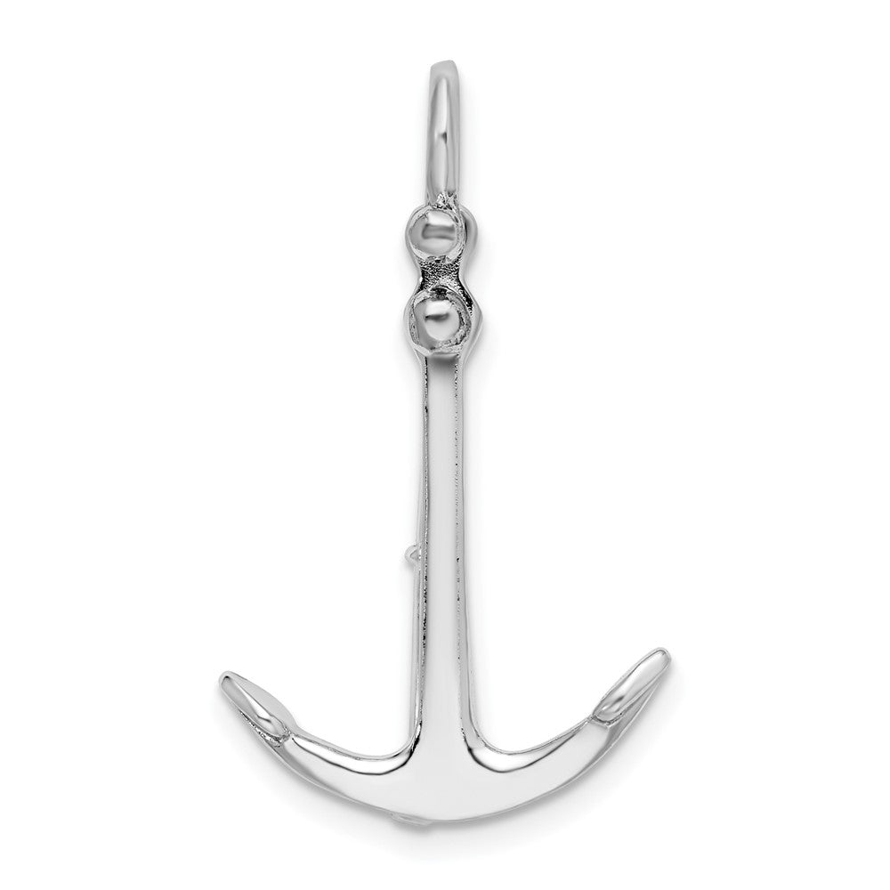 Sterling Silver De-Ani Rhodium-Plated Polished 3D 2-Piece Moveable Kedge Anchor