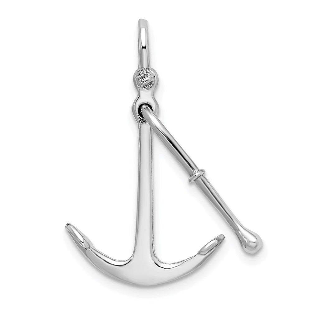 Sterling Silver De-Ani Rhodium-Plated Polished 3D 2-Piece Moveable Kedge Anchor
