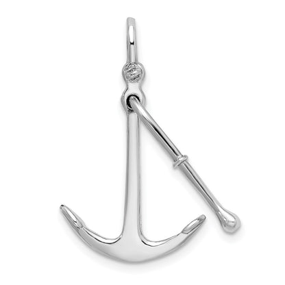 Sterling Silver De-Ani Rhodium-Plated Polished 3D 2-Piece Moveable Kedge Anchor