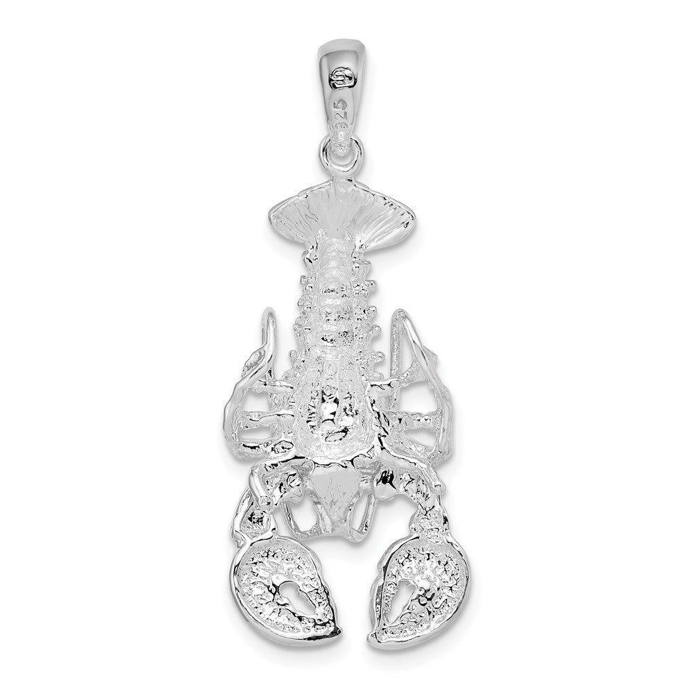 Sterling Silver De-Ani Rhodium-Plated Polished Moveable Lobster Pendant