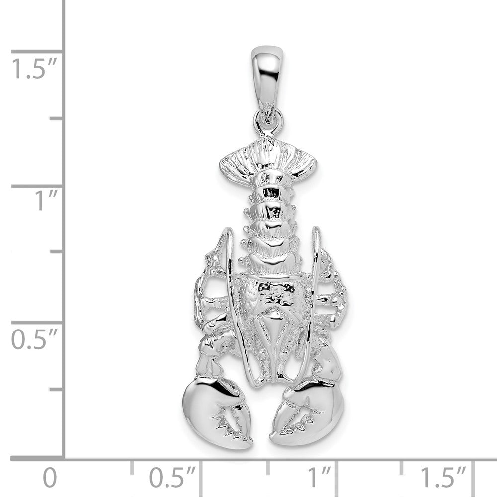 Sterling Silver De-Ani Rhodium-Plated Polished Moveable Lobster Pendant