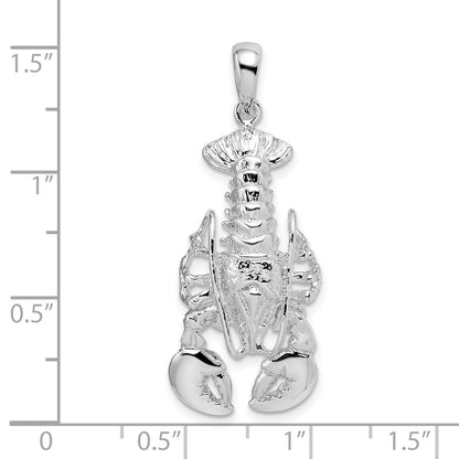 Sterling Silver De-Ani Rhodium-Plated Polished Moveable Lobster Pendant