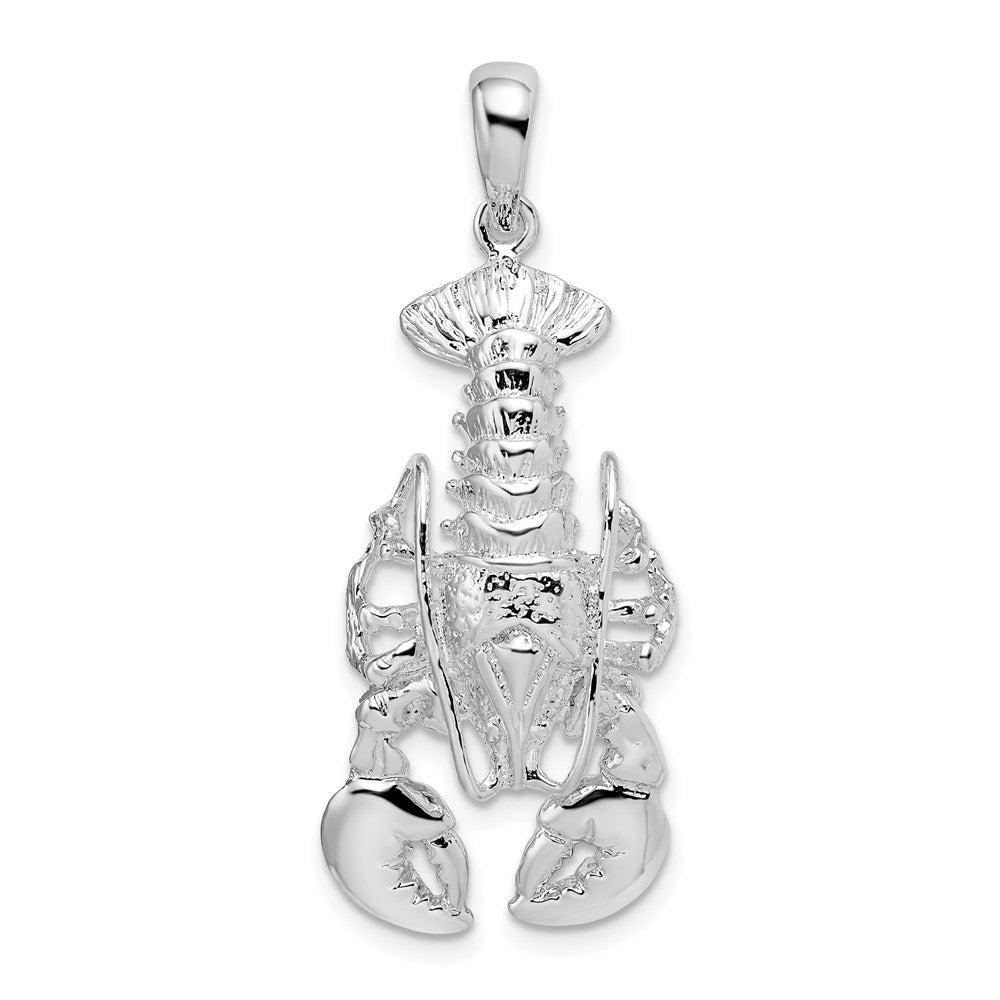 Sterling Silver De-Ani Rhodium-Plated Polished Moveable Lobster Pendant